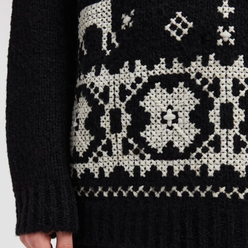 Hand-Embroidered Alpaca & Wool Polo Neck Jumper