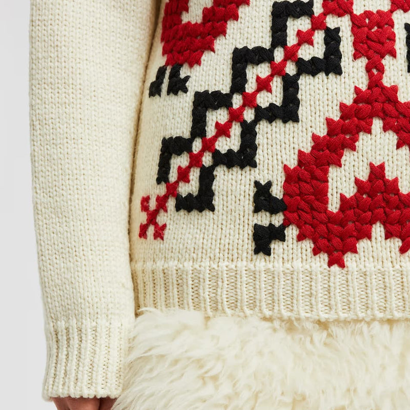 Hand-Embroidered Wool Blend Jumper