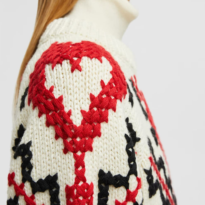 Hand-Embroidered Wool Blend Jumper