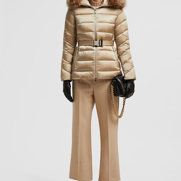 CUPIDONE HOODED SHEARLING SHORT DOWN JACKET
