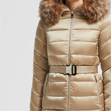 CUPIDONE HOODED SHEARLING SHORT DOWN JACKET