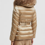 CUPIDONE HOODED SHEARLING SHORT DOWN JACKET