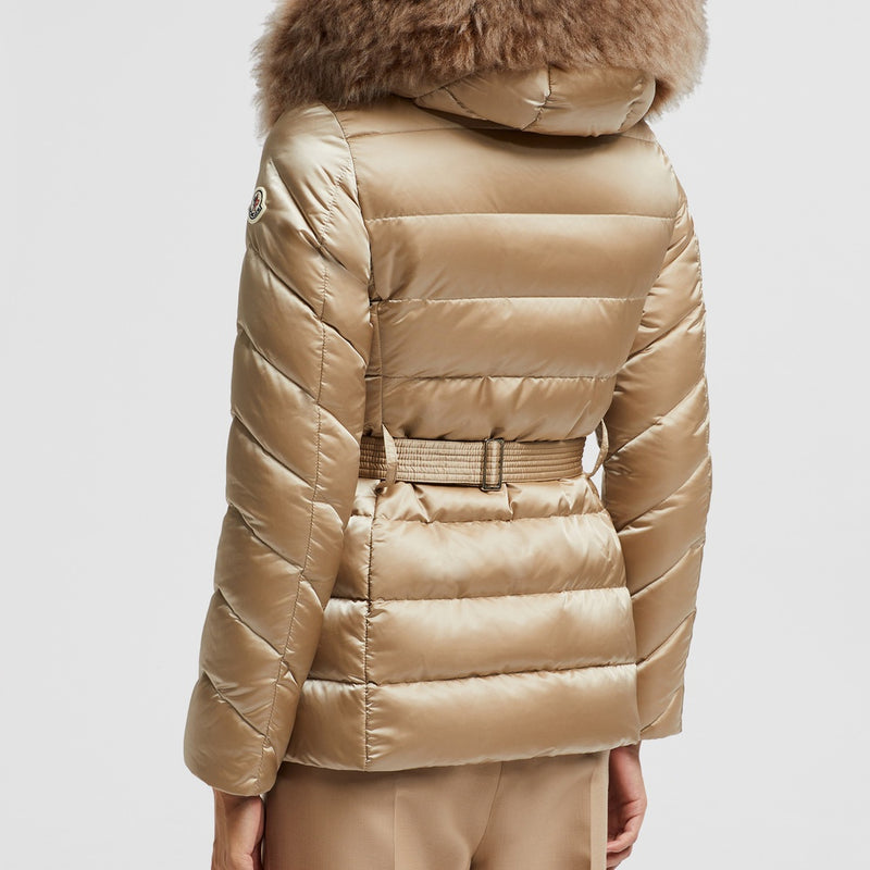 CUPIDONE HOODED SHEARLING SHORT DOWN JACKET