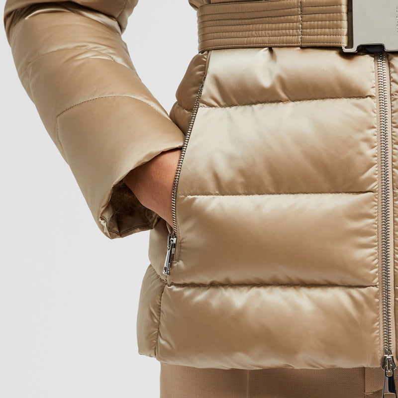 CUPIDONE HOODED SHEARLING SHORT DOWN JACKET