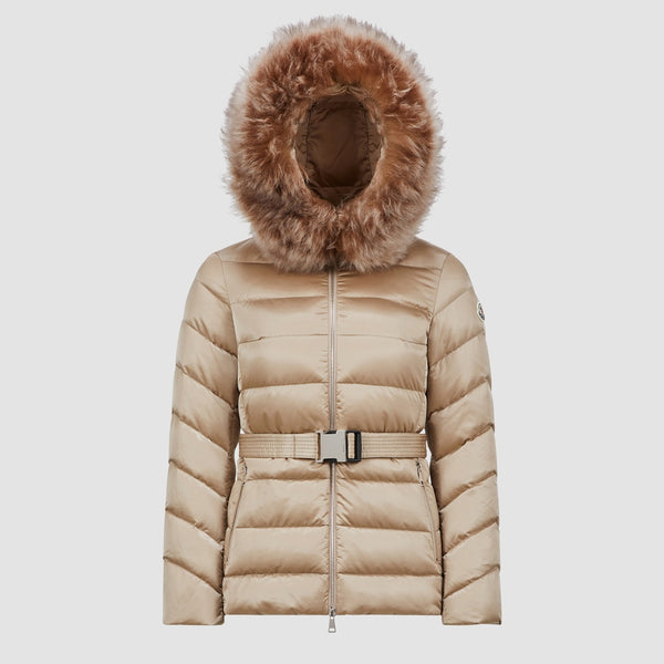 CUPIDONE HOODED SHEARLING SHORT DOWN JACKET