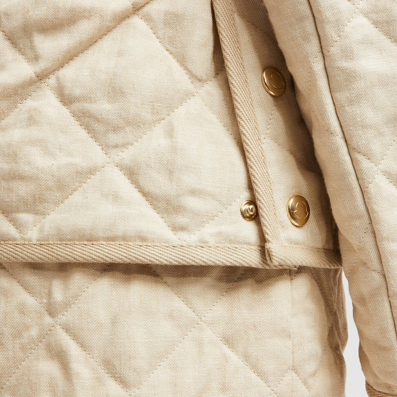 UZES DIAMOND-QUILTED PADDED LINEN JACKET