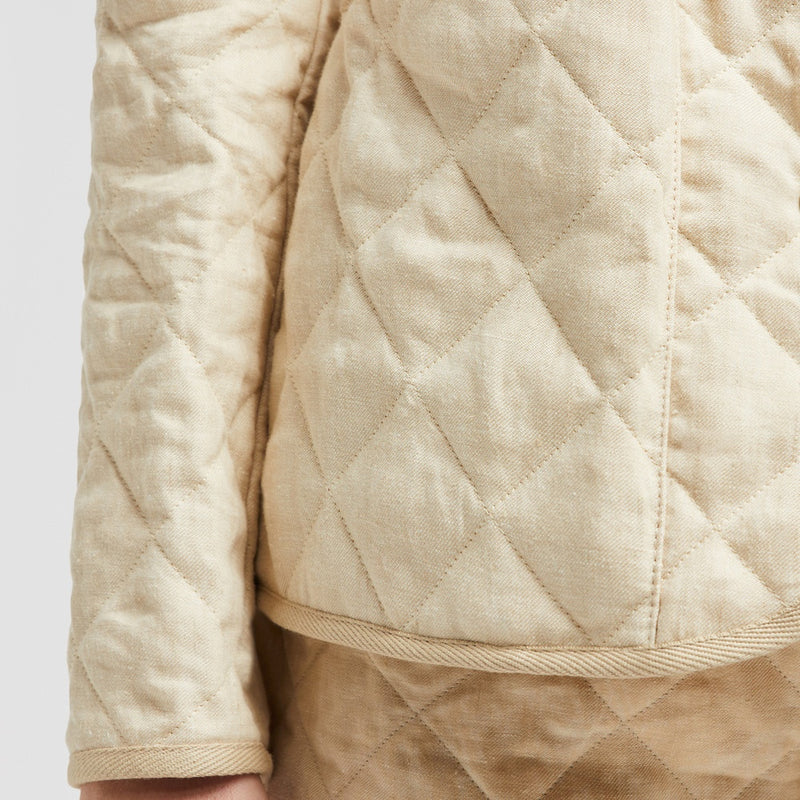 UZES DIAMOND-QUILTED PADDED LINEN JACKET