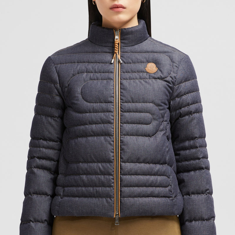 XIAOQING SNAKE-QUILTED DENIM SHORT DOWN JACKET