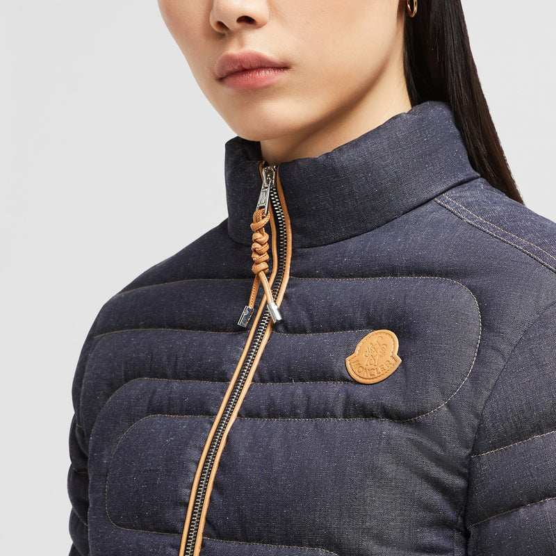 XIAOQING SNAKE-QUILTED DENIM SHORT DOWN JACKET