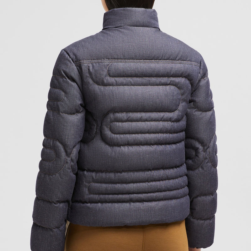 XIAOQING SNAKE-QUILTED DENIM SHORT DOWN JACKET