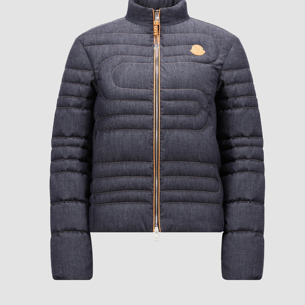 XIAOQING SNAKE-QUILTED DENIM SHORT DOWN JACKET
