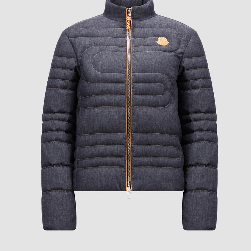 XIAOQING SNAKE-QUILTED DENIM SHORT DOWN JACKET