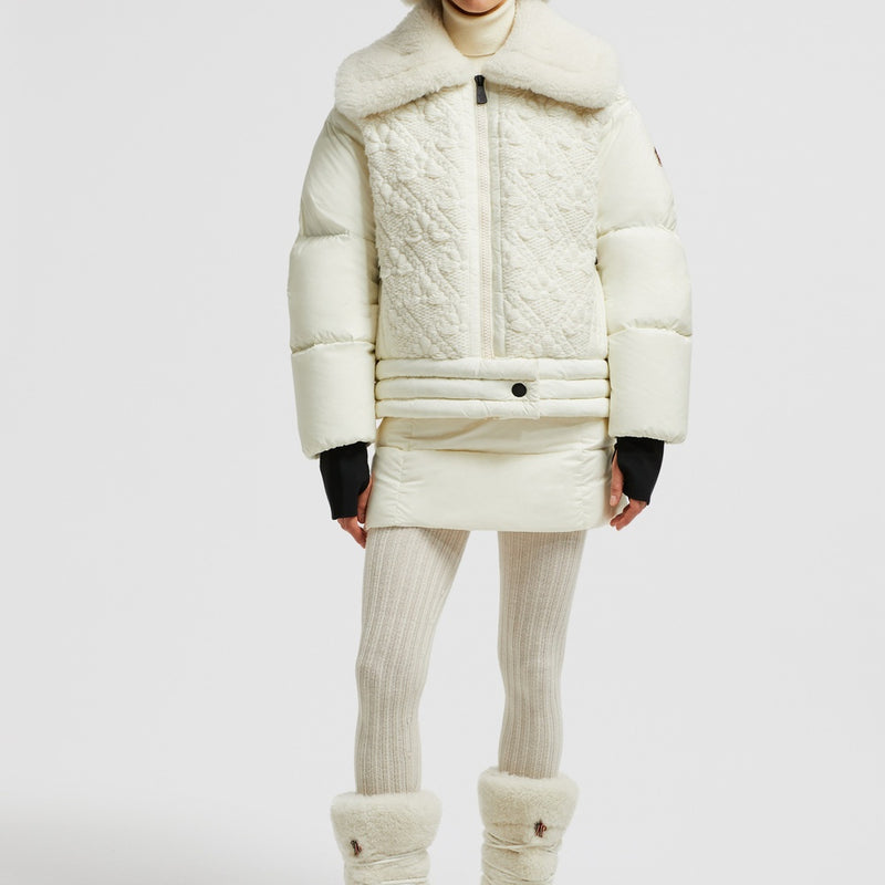 RISOUL WOOL & SHEARLING SHORT DOWN JACKET