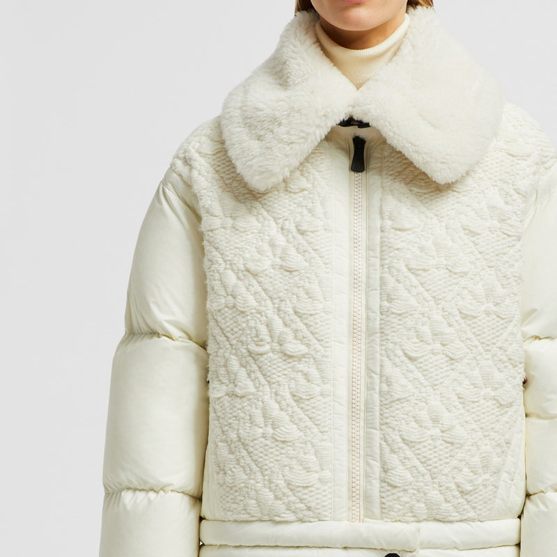 RISOUL WOOL & SHEARLING SHORT DOWN JACKET
