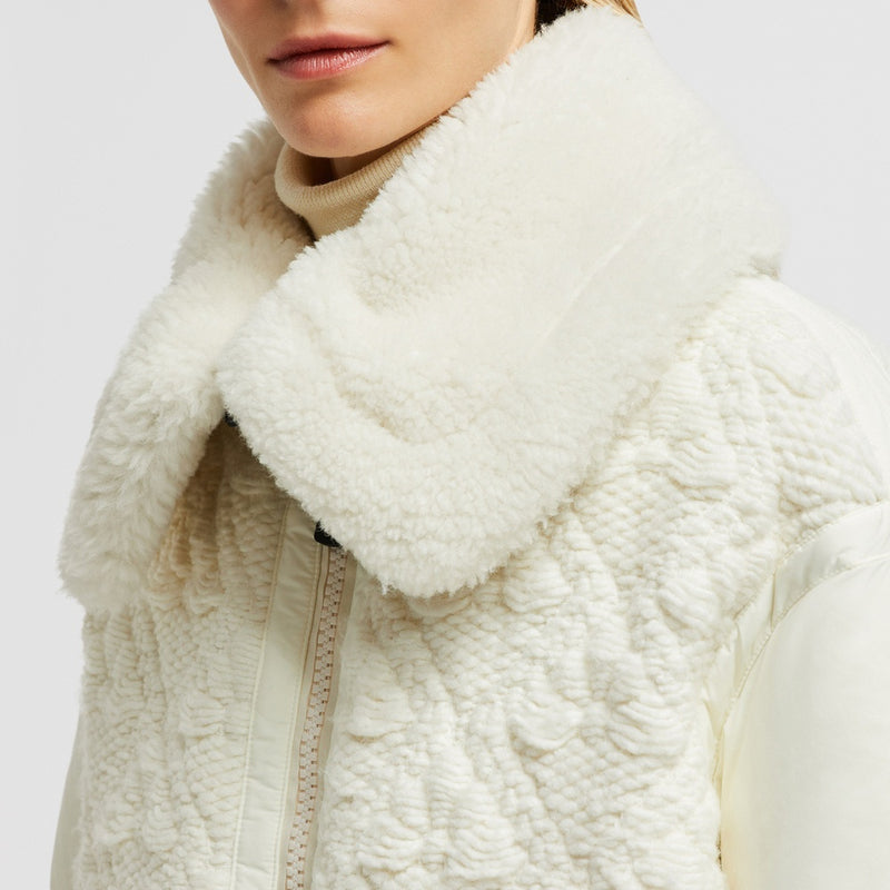 RISOUL WOOL & SHEARLING SHORT DOWN JACKET