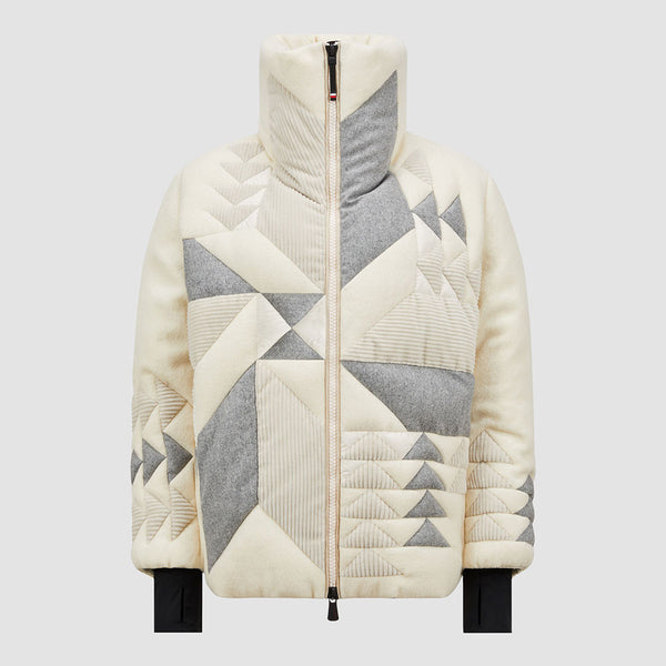 LEUTASCH PATCHWORK-QUILTED WOOL SHORT DOWN JACKET