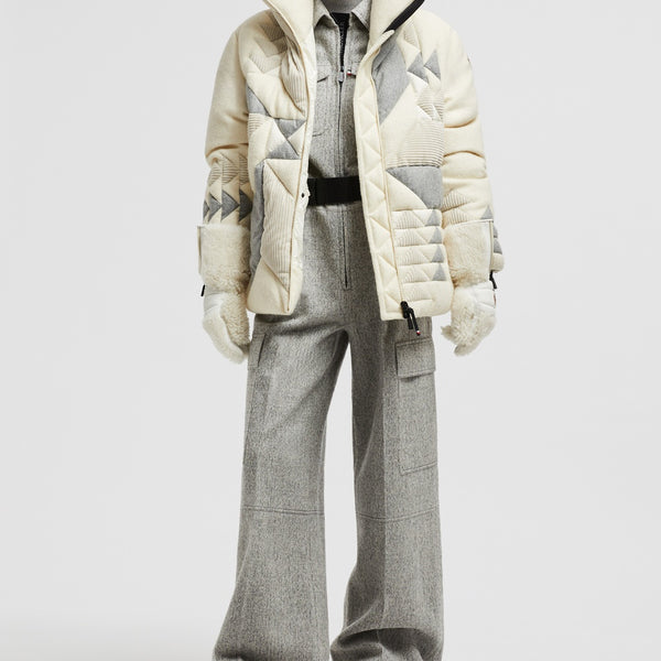 LEUTASCH PATCHWORK-QUILTED WOOL SHORT DOWN JACKET