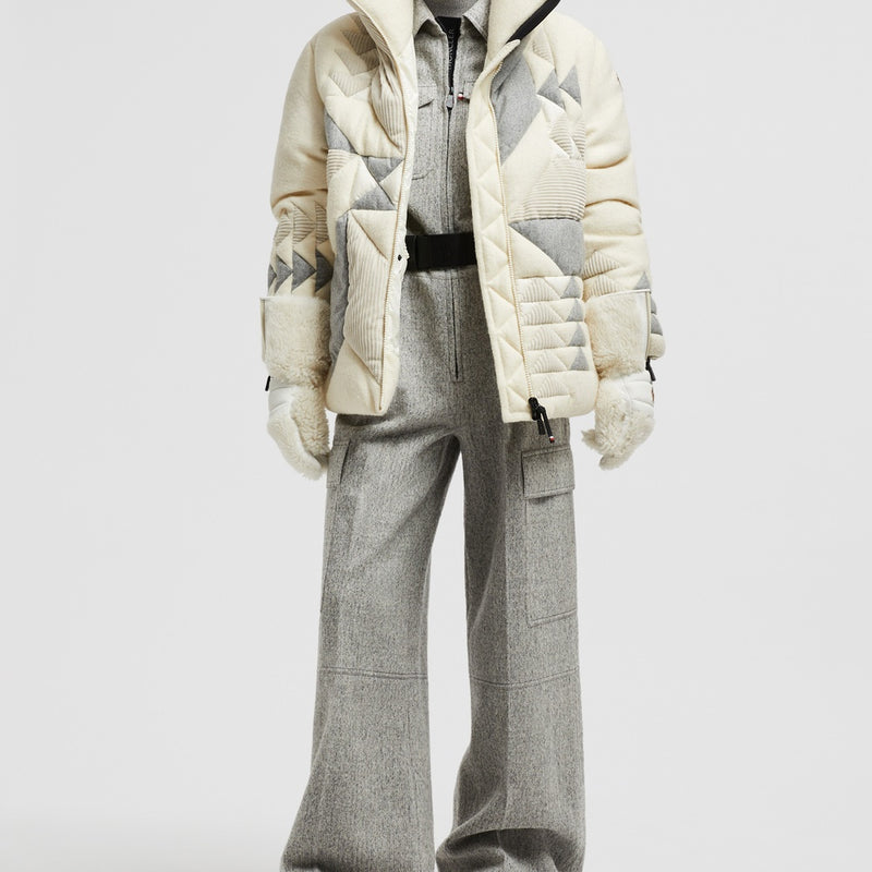 LEUTASCH PATCHWORK-QUILTED WOOL SHORT DOWN JACKET