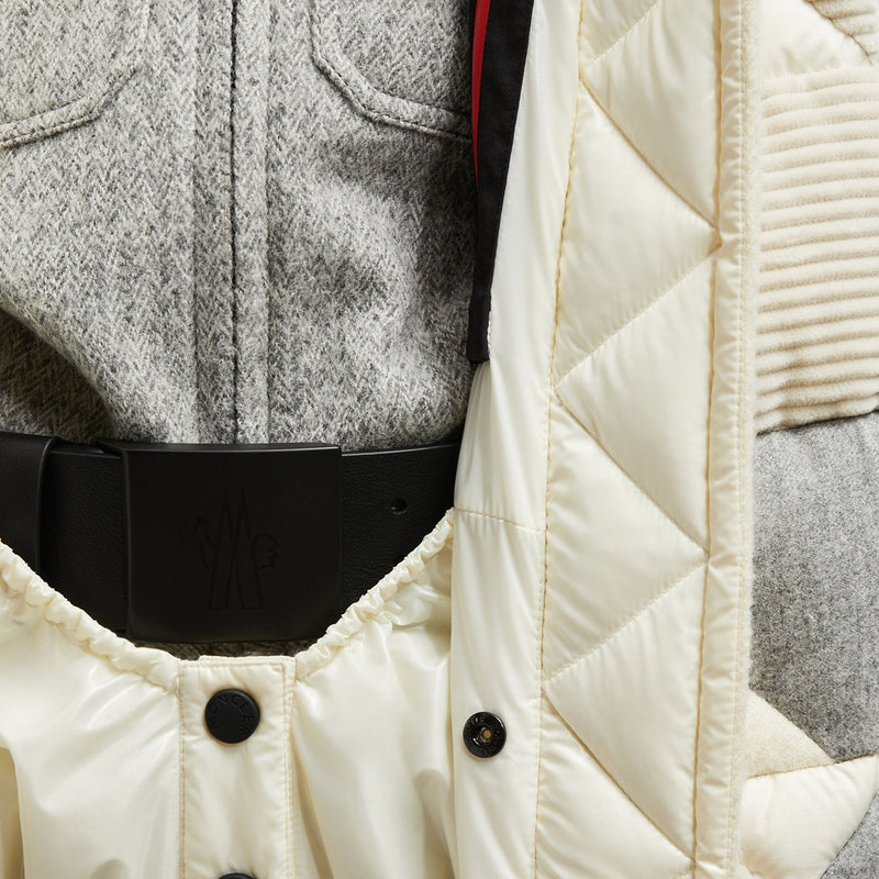 LEUTASCH PATCHWORK-QUILTED WOOL SHORT DOWN JACKET