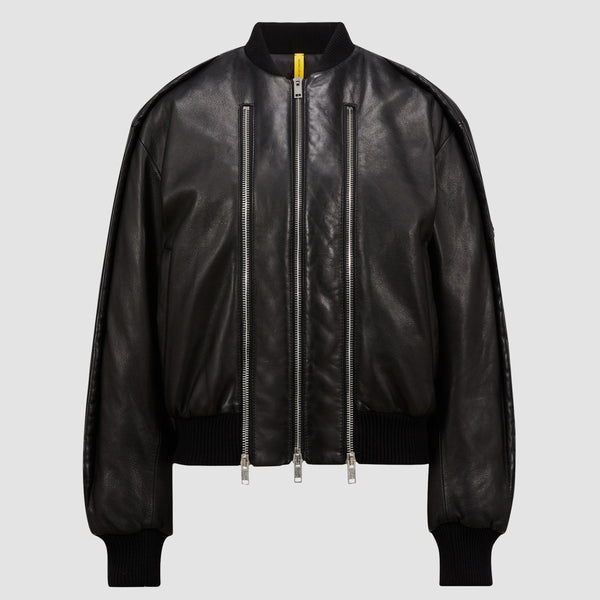 MONCLER X WILLOW SMITH IALI LEATHER BOMBER JACKET