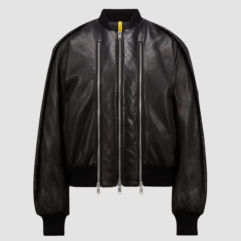 MONCLER X WILLOW SMITH IALI LEATHER BOMBER JACKET