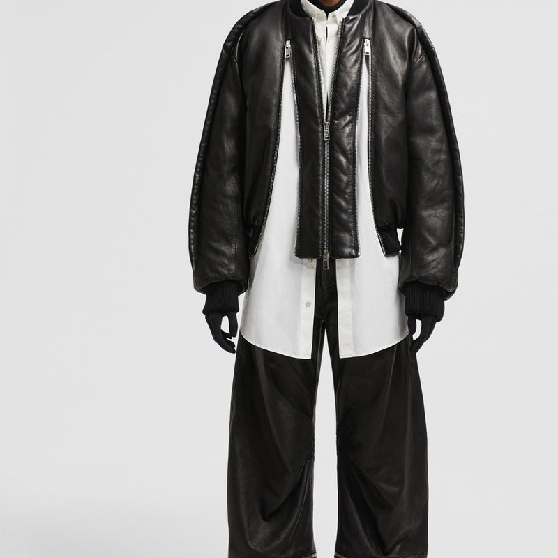 MONCLER X WILLOW SMITH IALI LEATHER BOMBER JACKET