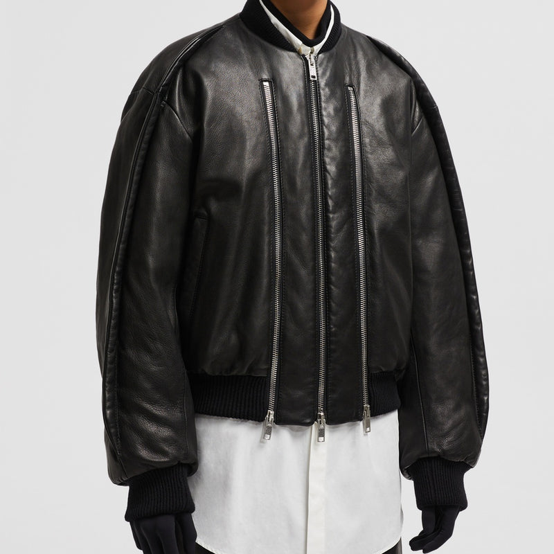 MONCLER X WILLOW SMITH IALI LEATHER BOMBER JACKET