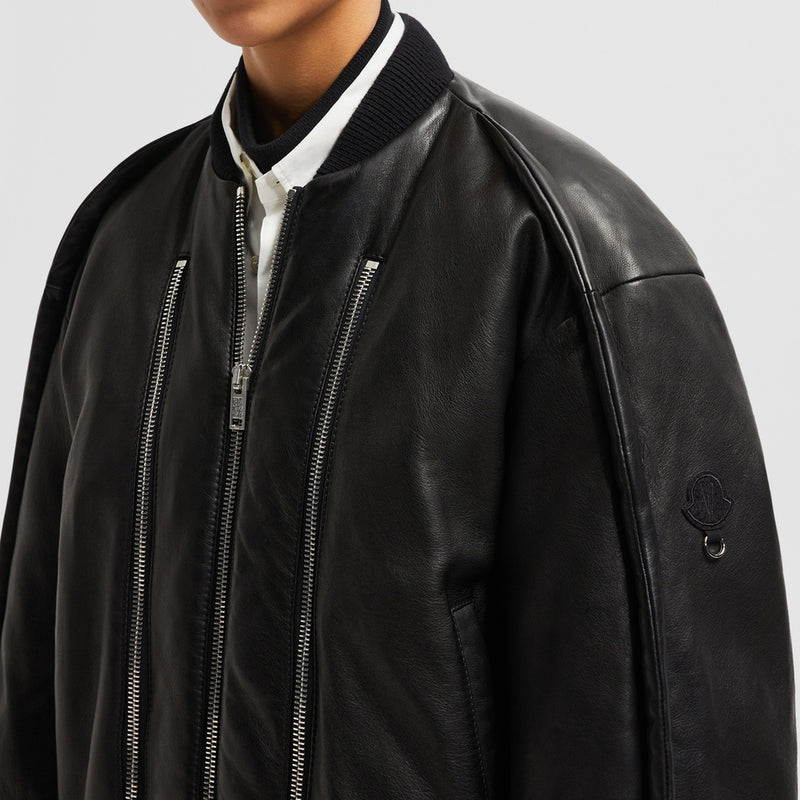 MONCLER X WILLOW SMITH IALI LEATHER BOMBER JACKET