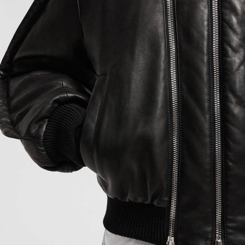 MONCLER X WILLOW SMITH IALI LEATHER BOMBER JACKET