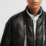 MONCLER X WILLOW SMITH IALI LEATHER BOMBER JACKET