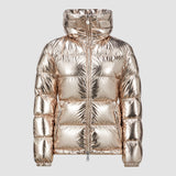 DOUROS METALLIC HOODED SHORT DOWN JACKET
