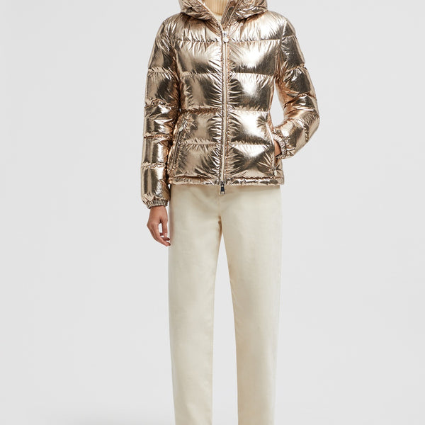 DOUROS METALLIC HOODED SHORT DOWN JACKET