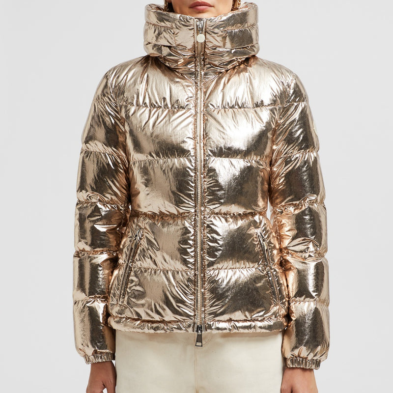 DOUROS METALLIC HOODED SHORT DOWN JACKET