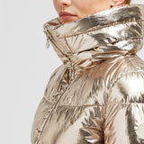 DOUROS METALLIC HOODED SHORT DOWN JACKET