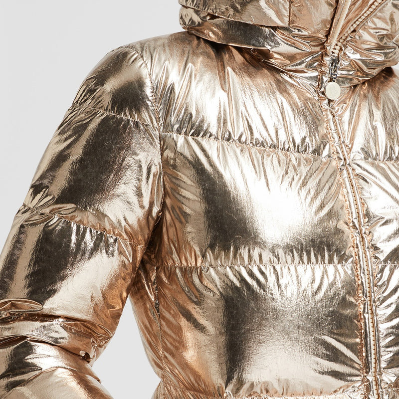 DOUROS METALLIC HOODED SHORT DOWN JACKET