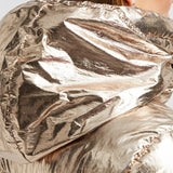 DOUROS METALLIC HOODED SHORT DOWN JACKET