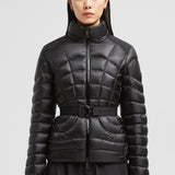GRAMONT HOODED GEOMETRIC-QUILTED SHORT DOWN JACKET