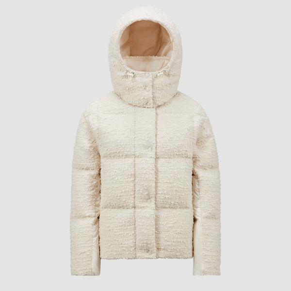 PARANAS HOODED TWEED SHORT DOWN JACKET