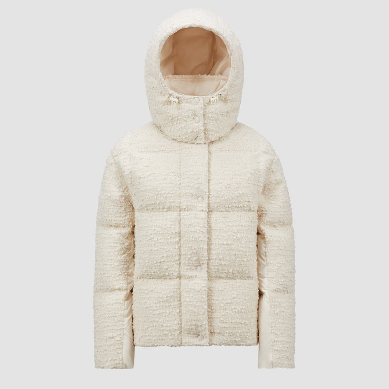 PARANAS HOODED TWEED SHORT DOWN JACKET
