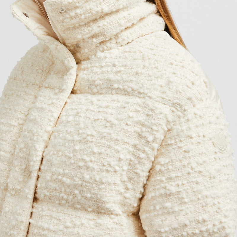 PARANAS HOODED TWEED SHORT DOWN JACKET