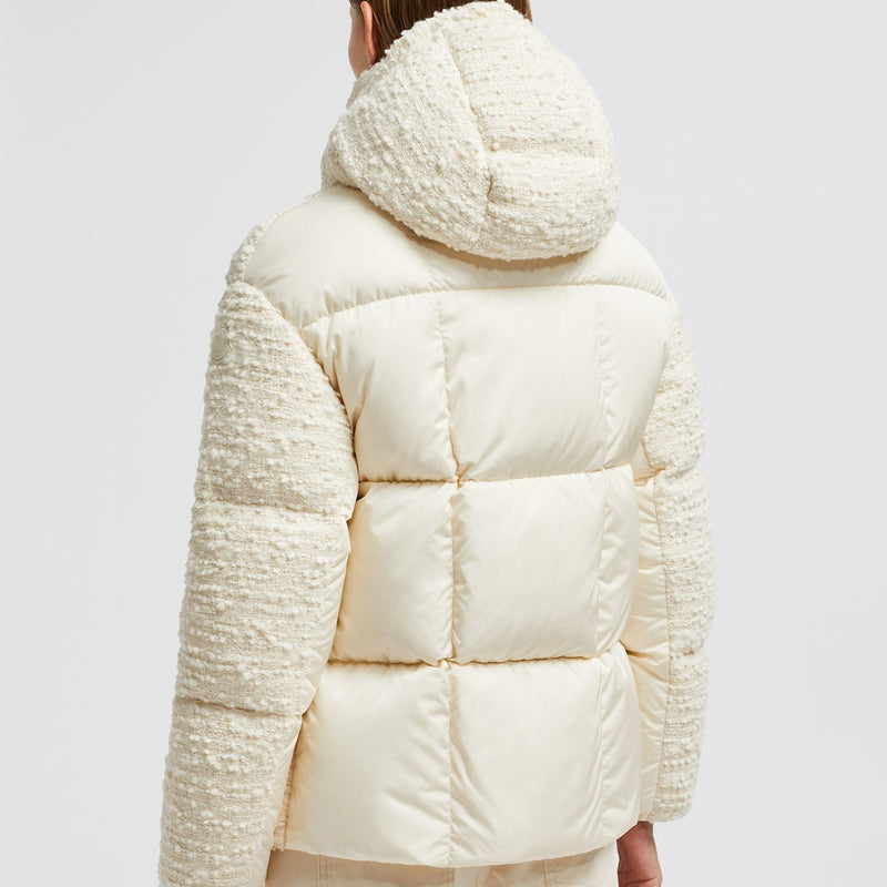 PARANAS HOODED TWEED SHORT DOWN JACKET