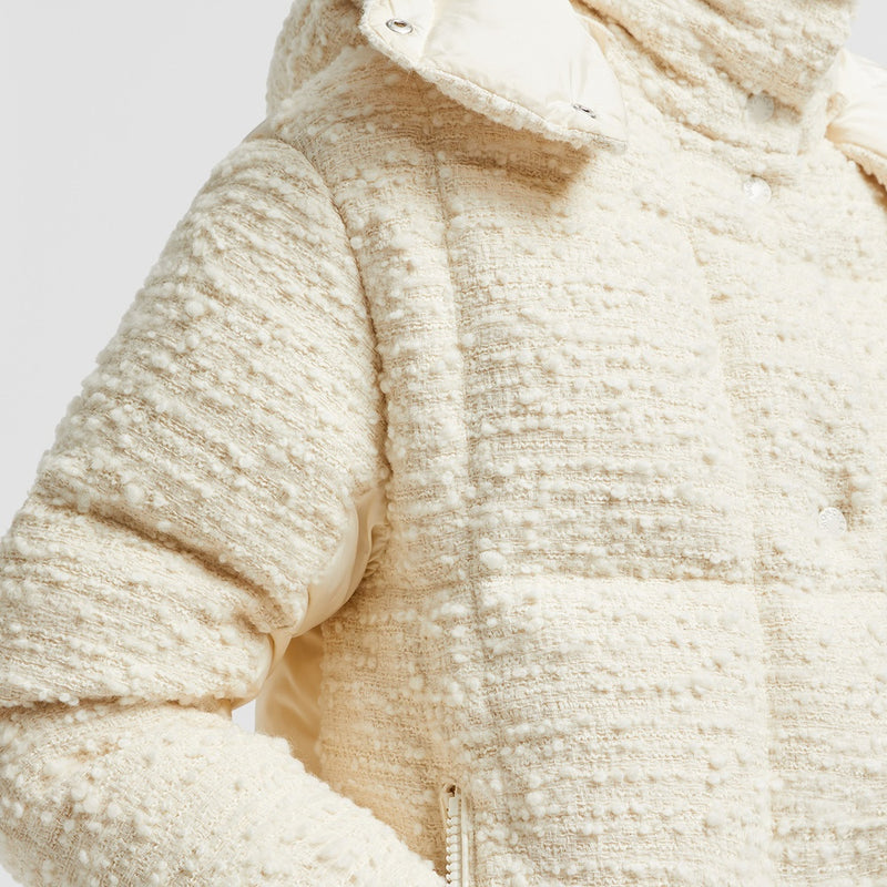 PARANAS HOODED TWEED SHORT DOWN JACKET