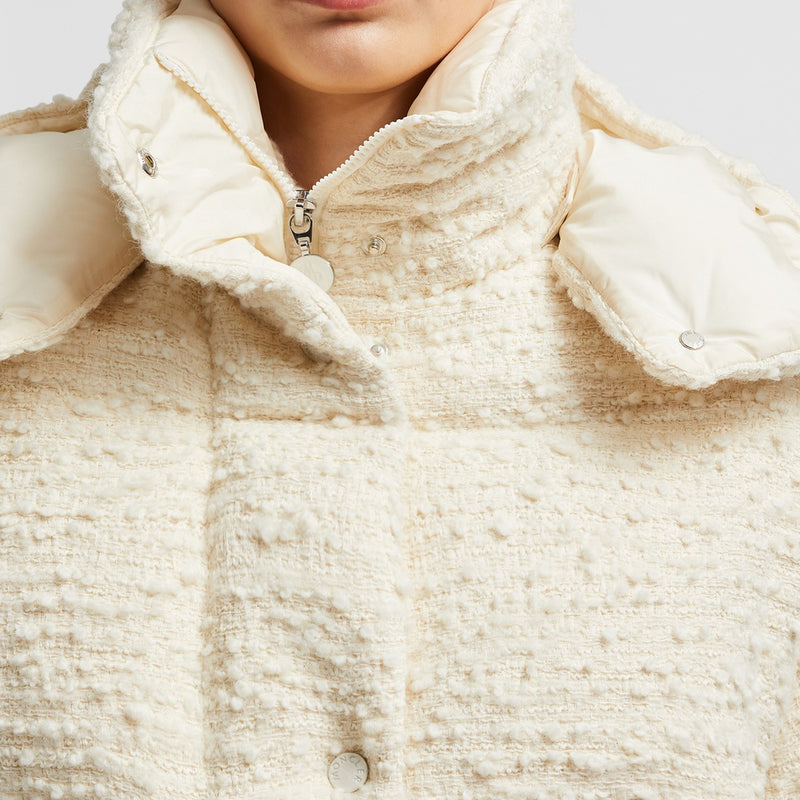 PARANAS HOODED TWEED SHORT DOWN JACKET