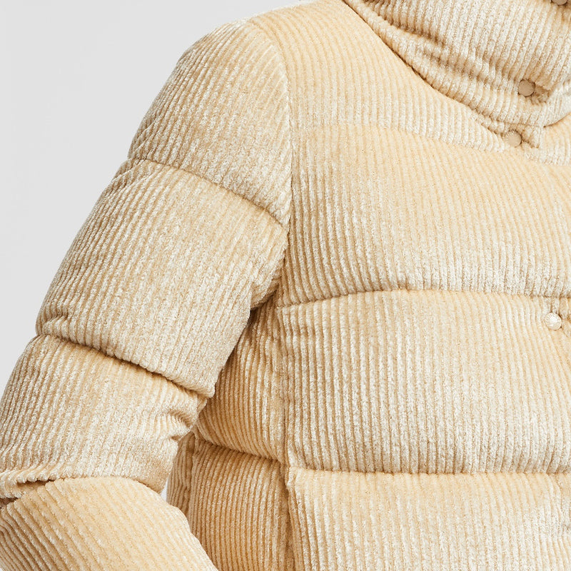 COCHEVISSE METALLIC CORDUROY SHORT DOWN JACKET