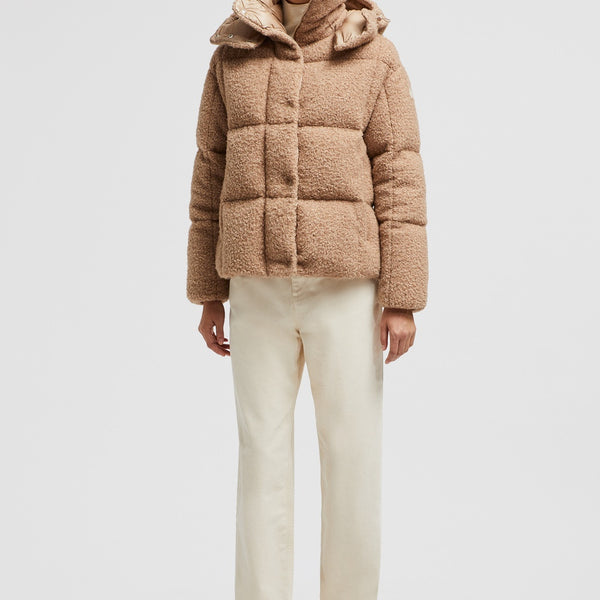 PARANAS METALLIC HOODED SHORT DOWN JACKET