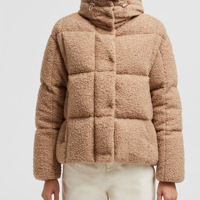 PARANAS METALLIC HOODED SHORT DOWN JACKET