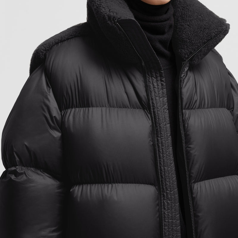 MONCLER + RICK OWENS CYCLOPIC SHEARLING SHORT DOWN JACKET