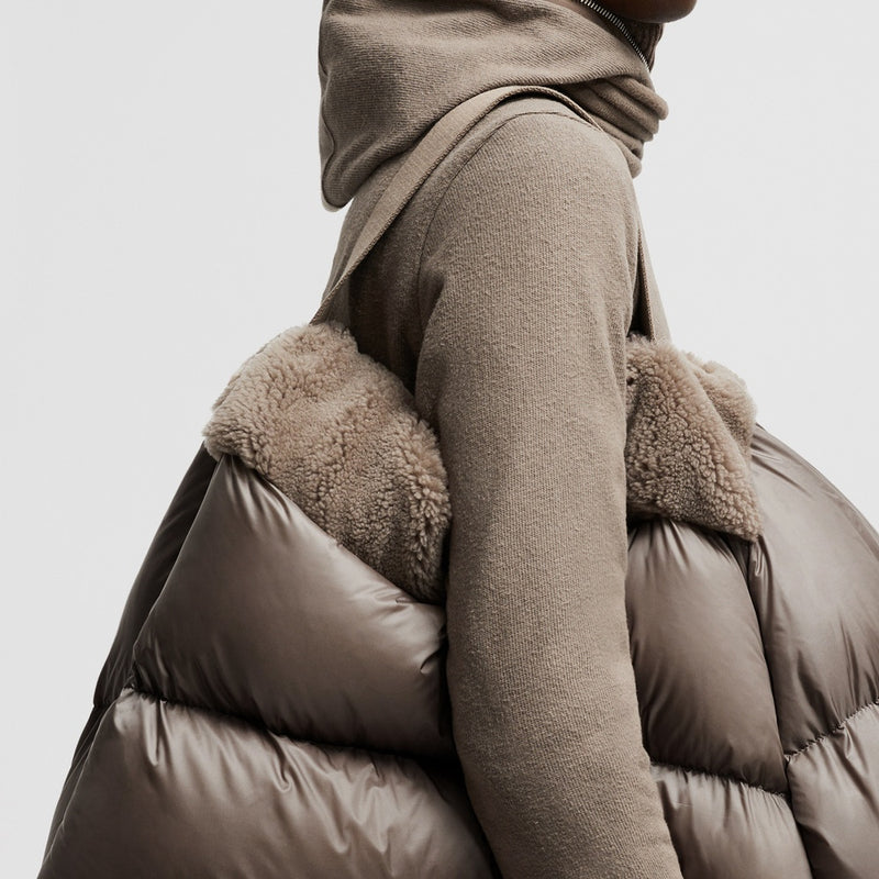 MONCLER + RICK OWENS CYCLOPIC SHEARLING SHORT DOWN JACKET