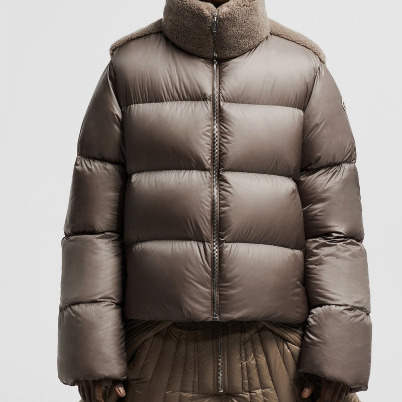 MONCLER + RICK OWENS CYCLOPIC SHEARLING SHORT DOWN JACKET