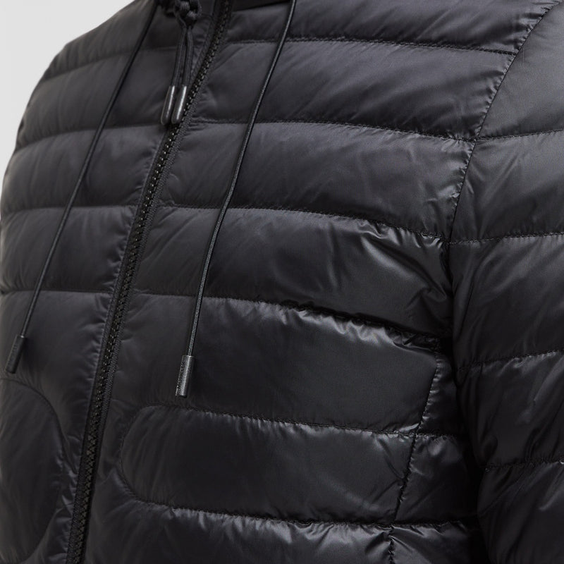 XIAOBAI HOODED SNAKE-QUILTED SHORT DOWN JACKET